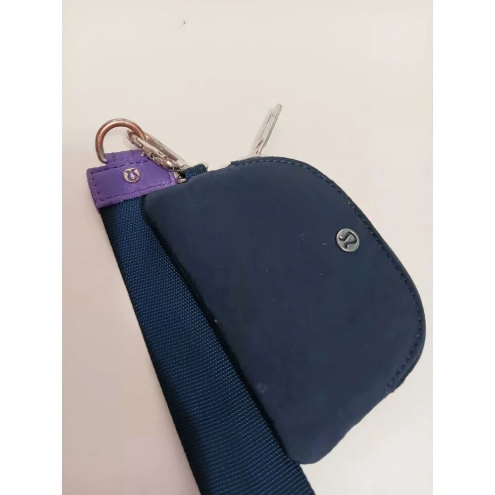 Lululemon Pouch Wristlet Keychain Midnight Blue Zip Around 4